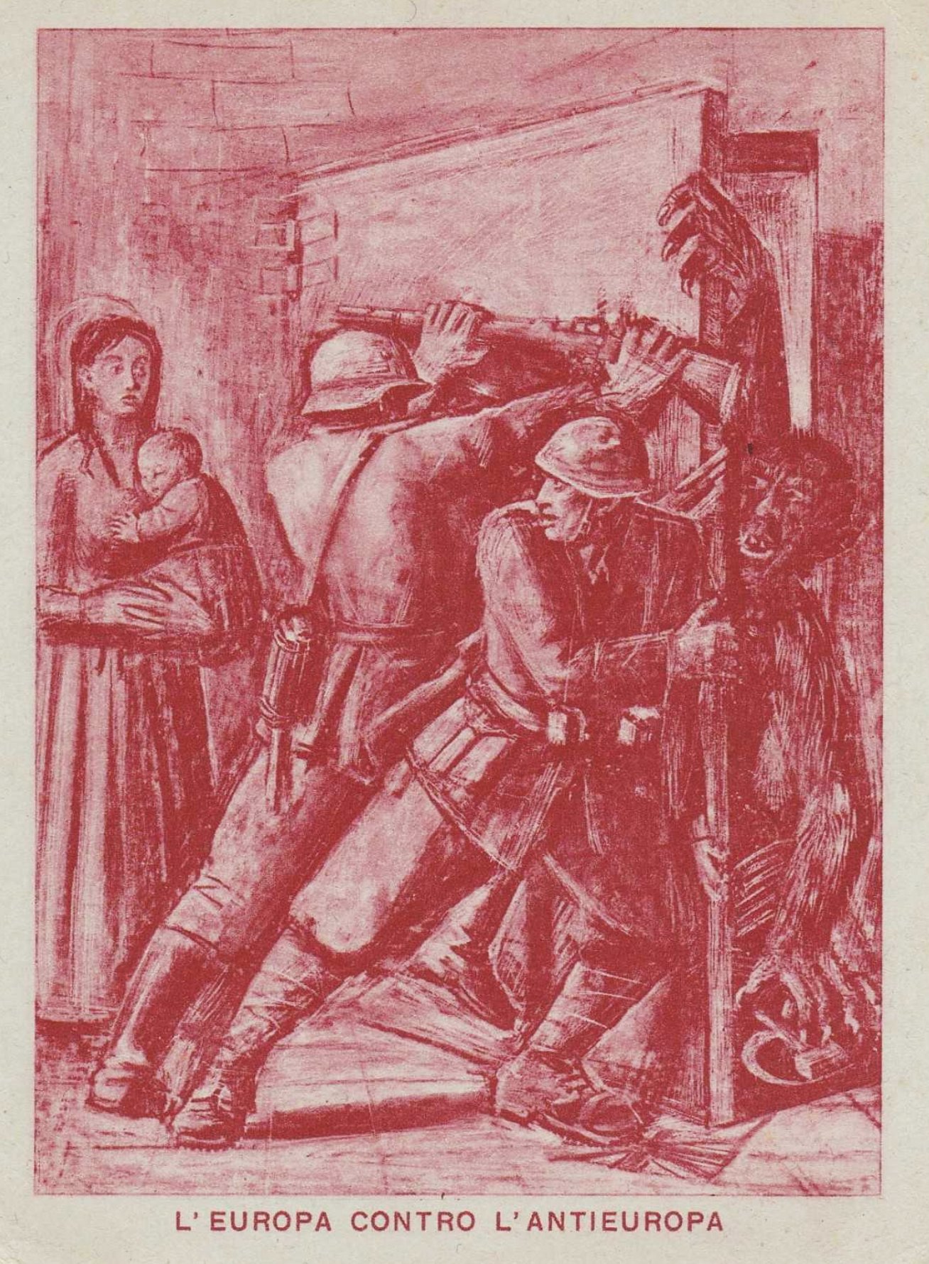 Europe against Anti-Europe (Italian postcard, ca. 1941)