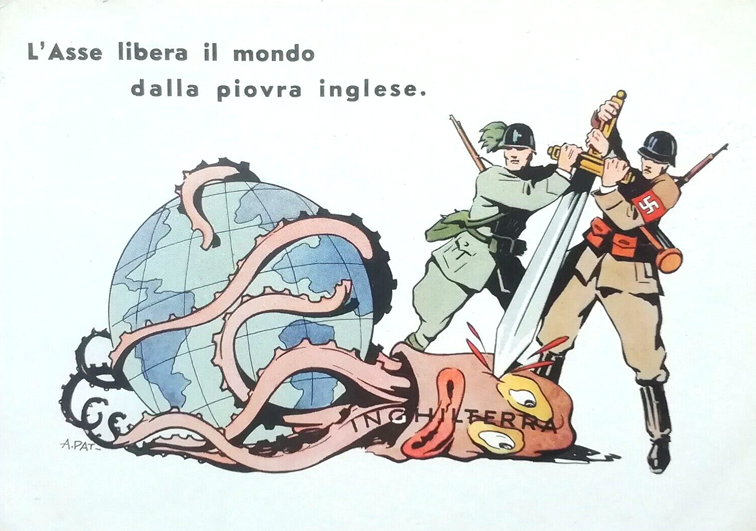 The Axis frees the world from the English octopus (Italian postcard, ca. 1941)