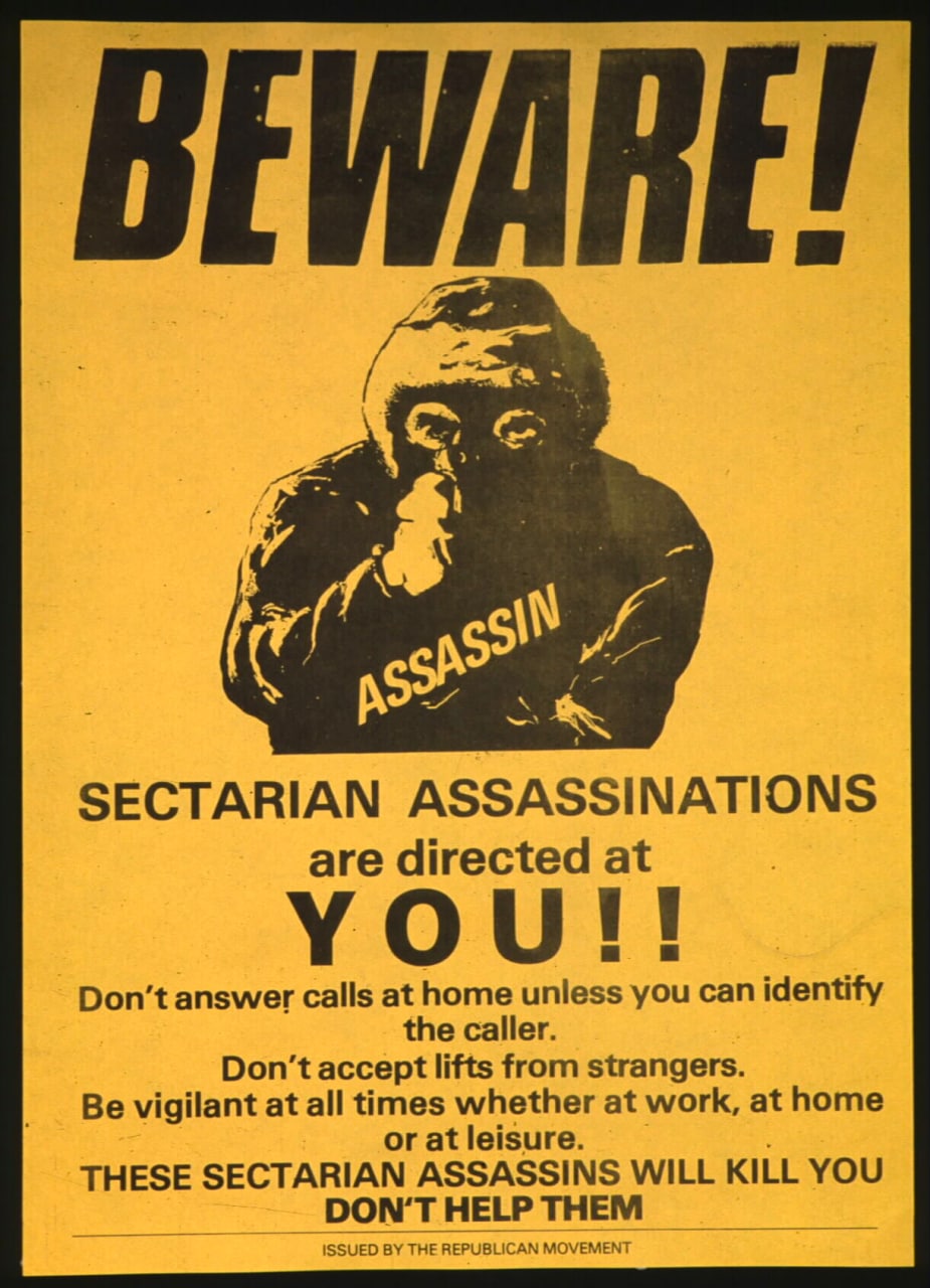 Beware! Sectarian assassinations are directed at you!!! (Irish Republican poster, ca. 1974)
